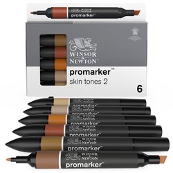Winsor & Newton Promarker Graphic Drawing Set of 6 Markers Skin Tones 2